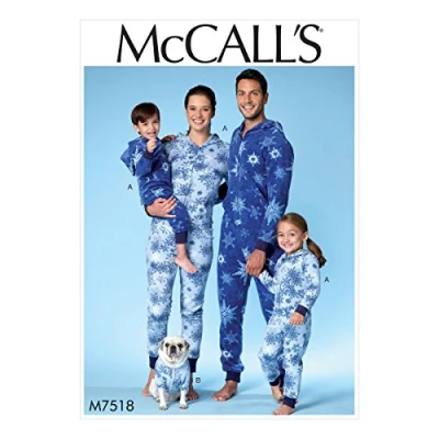 Afbeelding van McCall &#039;s Patterns Jumpsuit en hondenjas, voor heren, jongens, meisjes, kinderen, meerkleurig, maten 3 8