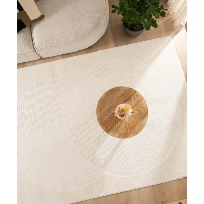 Afbeelding van Scandinavisch Tapijt/Vloerkleed Contour Circle Crème 300x400 Cm