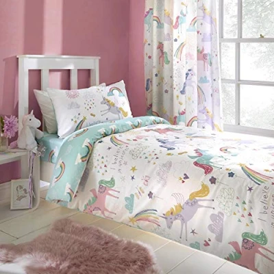 Afbeelding van Bedlam, meisjes, kinderen, kinderen dubbel, dekbedovertrek sets, eenhoorn beddengoed, Polyester, Multicolour