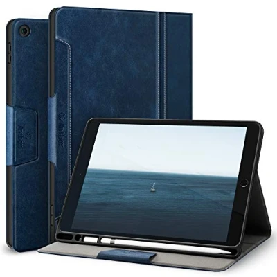 Afbeelding van Antbox Hoes voor iPad 10.2 (9e /8e /7e generatie) met pennenhouder automatische slaap waakfunctie PU lederen tas beschermhoes Smart Cover 10,2 inch 2021/2020/2019 (blauw)