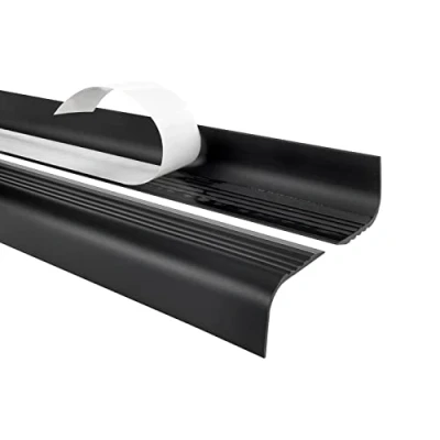 Afbeelding van Quest Traprandprofiel zelfklevend PVC kunststof trap randbescherming 52x40mm afgerond, zwart, 110cm