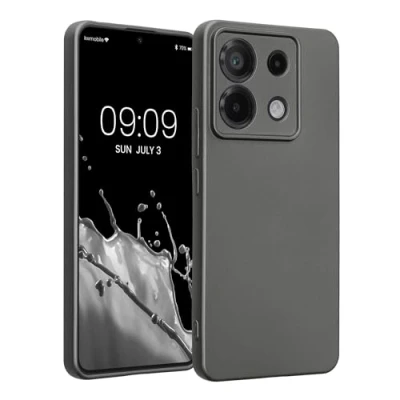 Afbeelding van kwmobile metallic telefoonhoesje van TPU geschikt voor Xiaomi Redmi Note 13 Pro 5G / Poco X6 Flexible case smartphone In grijs