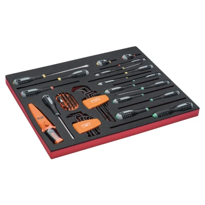Afbeelding van Bahco Foaminlay Fit&amp;Go 3/3 met schroevendraaiers inbussleutels en bits 51 delig FF1A21