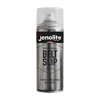 Afbeelding van JENOLITE Gordelslip anti slip lijmspray Voor gebruik op ventilatiegordels van voertuigen en alle machines met riemaandrijving 400 ml