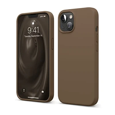 Afbeelding van elago Liquid Silicone Case Compatibel met iPhone 13 Hoesje (6.1&quot;), Complete Full Body Beschermhoes Schokbestendig, Anti Kras Zachte Microfiber Voering (Bruin)