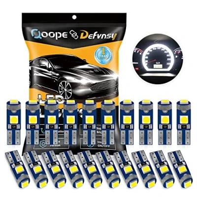 Afbeelding van DEFVNSY Wit T5 W3W W1.2W 73 74286 17 18 27 37 70 2721 Super heldere 3030 3SMD LED Lamp voor 12 V Auto Side Wedge Gauge Dashboard Instrumentenpaneel dome kaart Lichten (Pack van 20)