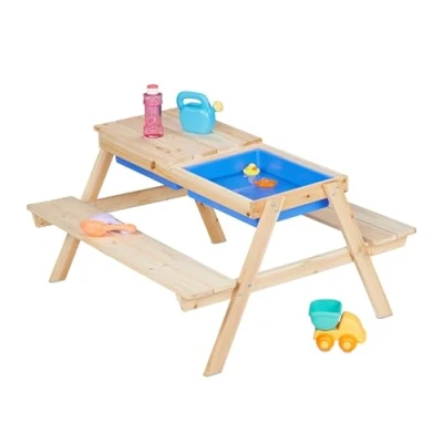 Afbeelding van picknicktafel kinderen 2 teiltjes 50 x 89 86 cm zithoogte: 27 hout