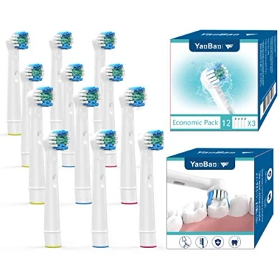 Afbeelding van YanBan 12 stuks vervangende tandenborstelkoppen compatibel met Oral B Vitality 3D Cross&amp;action Floss&amp;action TriZone Dual Clean elektrische tandenborstelgreep
