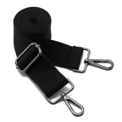 Afbeelding van Brede schoudertasriem, verstelbare vervangende tasriem met metalen draaibare haken, zachte canvas portemonnee, schouderriem, riem, koerierstas verwisselbare riem voor crossbody handtas (zwart zwart)