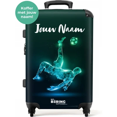 Afbeelding van NoBoringSuitcases.com® Kinderkoffer jongen voetballer Trolley kind jongens voetbal Reiskoffer lichtgewicht met 4 wielen Grote kinder koffer 20 kg bagage