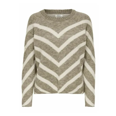 Afbeelding van ONLY gebreide trui ONLELIZA met all over print beige/ecru