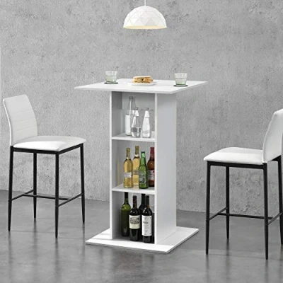 Afbeelding van Bartafel Visby met 3 planken 70x70x110 cm wit