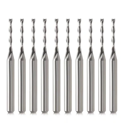 Afbeelding van CNC freesbits 1/8 inch schacht Bit End Mill 1/16&quot; snijden dia platte neus hardmetalen eindmolen twee fluiten spiraal upcut frees gereedschapsset voor hout pvc MDF hardhout