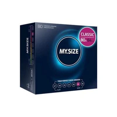 Afbeelding van MY.SIZE Classic condooms maat 6 I 64 mm breed 80 stuks mega pack premium extra dun true to touch gossamer dunne 0,07 wanddikte veganistisch