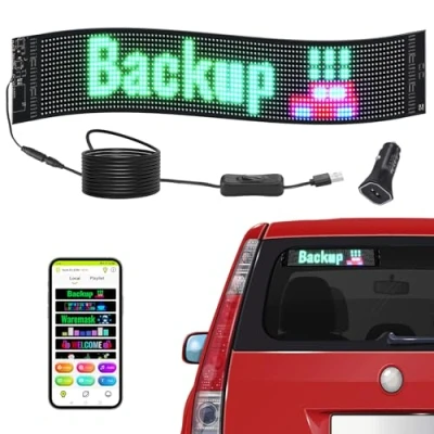 Afbeelding van VEVOR Programmeerbaar LED bord, P6 Full Color Scrolling Panel, DIY Custom Tekst Animatie Patroon Display Board, Bluetooth APP Controle Bericht Winkelbord voor Winkel Zakenauto Reclame, 27&quot;x5&quot;