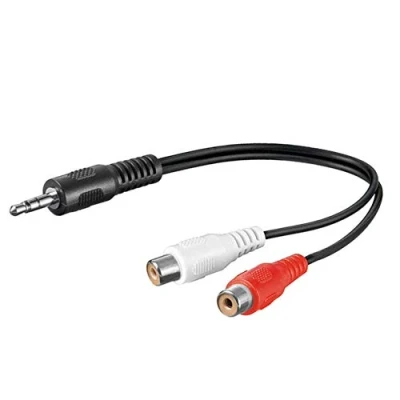 Afbeelding van PremiumCord Jack naar RCA Y kabel 0,2 m, plug 3,5 mm 2x aansluiting, RCA, stereo audio, voor digitale camera, tv, mobiele telefoons, MP3, hifi, kleur zwart