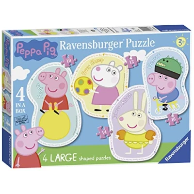Afbeelding van RAVENSBURGER 6956 Peppa Pig, 4 grote gevormde puzzels (10, 12, 14, 16 stukjes), voor kinderen vanaf 3 jaar, meerkleurig, large
