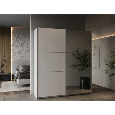 Afbeelding van GHOST kledingkast Matwit decor 2 schuifdeuren + spiegel L.178,1 x D.59,9 H.203 cm DEMEYERE