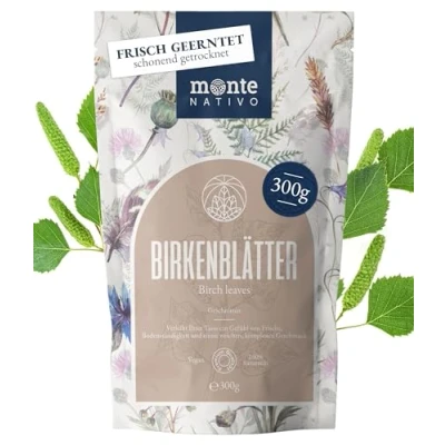 Afbeelding van Berkenbladthee Monte Nativo (300 g) Zacht Gedroogde Berkenbladeren Altijd 100% Pure en Natuurlijke Berkenthee als Kruidenthee of Thee Geschenk Vruchtenthee