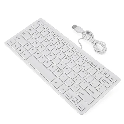 Afbeelding van Bedraad USB minitoetsenbord, universeel ultradun toetsenbord met 78 toetsen, draagbare multimediatoetsenborden voor desktopcomputers, laptops en pc&#039;s(Wit)