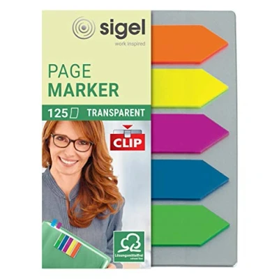 Afbeelding van SIGEL HN611 zelfklevende pijl, kaart met klemfunctie, 125 mini strips in het formaat 12 x 50 mm, 5 kleuren