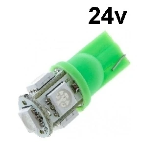 Afbeelding van T10 24 volt 5 LED 5050 SMD GROEN