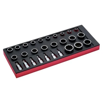 Afbeelding van Bahco Foaminlay Fit&amp;Go 1/3 met doppen en toebehoren 1/2&quot; 28 delig FF1E2205