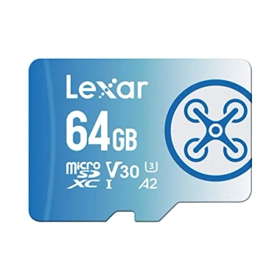 Afbeelding van Lexar Fly 64GB Micro SD Kaart, microSDXC UHS I Geheugenkaart, Tot 160 MB/s Lezen, voor DJI Drone, Action Camera, Smartphone en Tablet (LMSFLYX064G BNNAA)