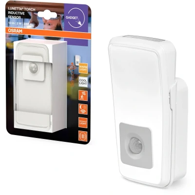 Afbeelding van OSRAM LUNETTA TORCH nachtlamp met geïntegreerde sensor &amp; zaklamp, 2W, 10lm, wit, koud wit daglicht licht (3000 4000 6500K), ingebouwde EU stekker, ideaal voor gebruik binnenshuis