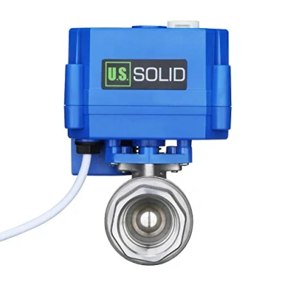 Afbeelding van U.S. Solid Motorkogelkraan met handmatige functie, 3/4 inch roestvrij staal, 2 weg DN20 elektrisch zoneventiel, 9 24 V AC/DC, draden, automatische terugkeer NC