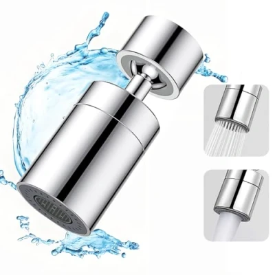 Afbeelding van UBRAVE Beluchter voor Waterkraan, Draaibare 360 Graden Draaibaar, 2 Modi Kranen,Verlenging Keuken en Badkamer Kranen met Externe Schroefdraad M22,Zilver