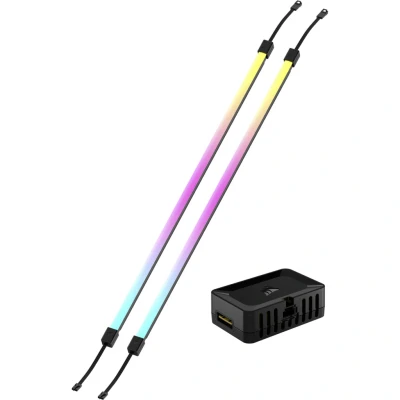 Afbeelding van CORSAIR iCUE LINK LS430 Aurora RGB Lichtstrips 430mm Kit 2x Magnetische Diffuse Individueel Adresseerbare LED Strips Adapter en ARGB naar 3 Pins Adapterkabel Meegeleverd