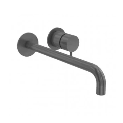 Afbeelding van Waterevolution Flow inbouw wastafelkraan PVD Gun Metal met uitloop 21cm T116BME 21