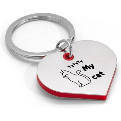 Afbeelding van Akyol love my cat sleutelhanger hartvorm katten kat pootjes poesje cadeau keychain