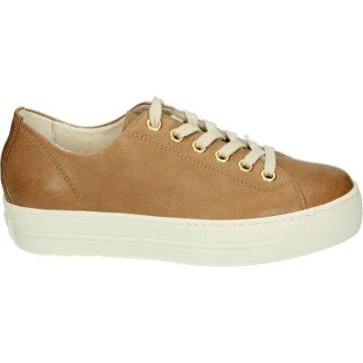 Afbeelding van Paul Green Sneakers laag, Dames, Maat: 36, Cognac Leer