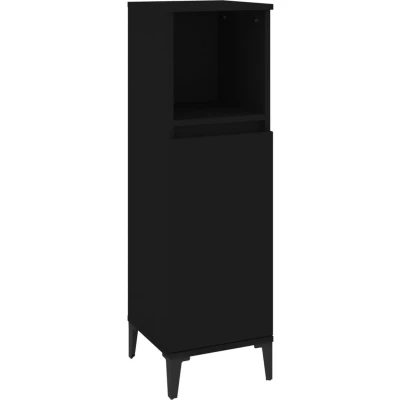 Afbeelding van vidaXL Badkamerkast 30x30x100 cm bewerkt hout zwart