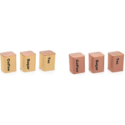 Afbeelding van Metalen Blik DKD Home Decor Metaal Terra cotta Geel Bamboe Vintage (10 x 10 14,5 cm) (6 Stuks)