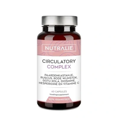 Afbeelding van Circulatory Complex 1330mg Diosmine en Hesperidine Capsules Microcirculatie Spataderen Voedingssupplementen Paardenkastanje Rode Wijnstok Gotu Kola Vitamine C 60 Nutralie