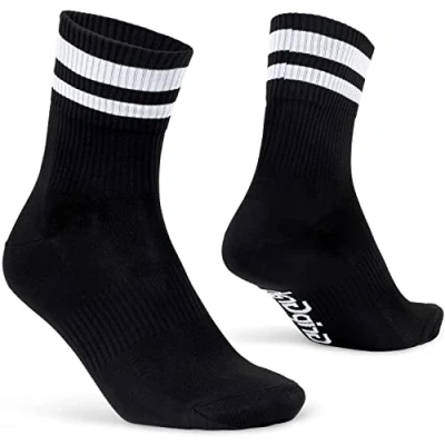 Afbeelding van GripGrab Original Stripes Crew Zomer Fietssokken Gestreepte Retro Wielersport Sokken Coolmax Unisex Navy Blauw Maat L (44 47)
