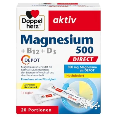 Afbeelding van Doppelherz Magnesium 500 + B12+ D3 Depot Direct granulaat (20 stuks)