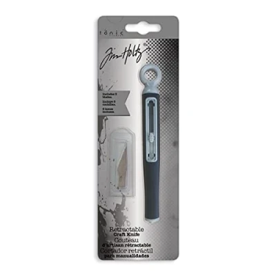Afbeelding van Tim Holtz Intrekbaar hobbymes met 3 extra mesjes Zwart