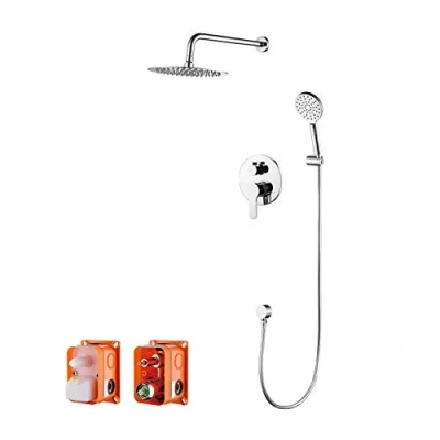 Afbeelding van GRIFEMA G17103 Porto, built in shower column (1/2 inch), single handing faucet with 3 feature shower, hose and support, chrome/silver