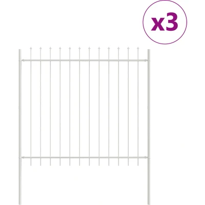 Afbeelding van vidaXL Tuinomheining Set van 3 Wit Metaal Medium Stevig