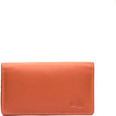 Afbeelding van LeonDesign portemonnee dames portefeuille oranje leer beurs cadeau vrouwen cadeautjes voor vrouw kado verjaardag haar