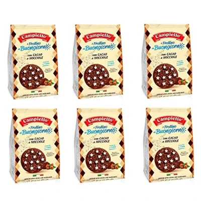Afbeelding van 6x Campiello Biscotti del Buongiorno Frollini con cacao e nocciole shortbread met en hazelnoten 700g biscuits cookies 100% Italiaanse koekjes