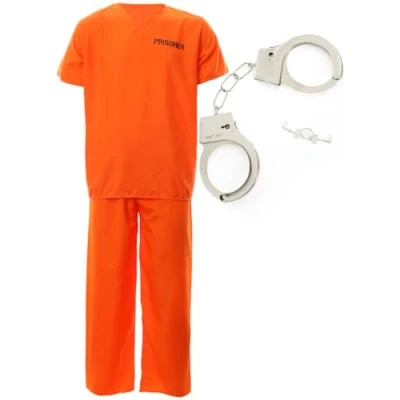 Afbeelding van UNISEX ORANJE VEROORDEELDE GEVANGENE KOSTUUM VOOR VOLWASSENEN. VEROORDEELDE, GEVANGENE, DIENDERS EN ROVERS KOSTUUM. BOVENKLEDING BROEK. MAAT: X GROOT
