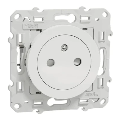 Afbeelding van Schneider Electric Odace 2P+T vlak stopcontact wit met klauwen S525052