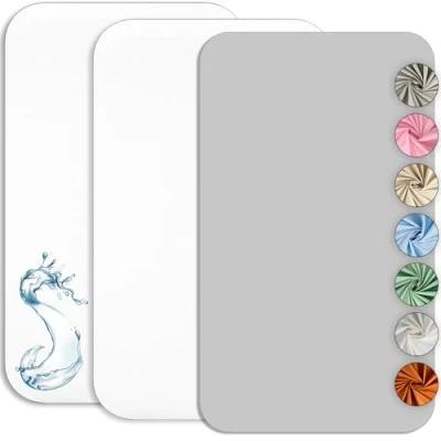 Afbeelding van Cododo Hoeslaken 55 x 90 cm (2 Stuks) + Matrasbeschermer, Waterdicht, Set Van 2 1 Lakens, Oeko Tex (Wit/Grijs)