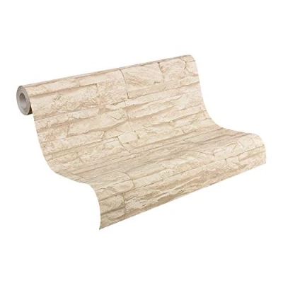 Afbeelding van Leen Bakker A.S. CrÃ ation Behang Steen Beige En ̈me 53cm X 10,05 M AS707130 Vinyl Création