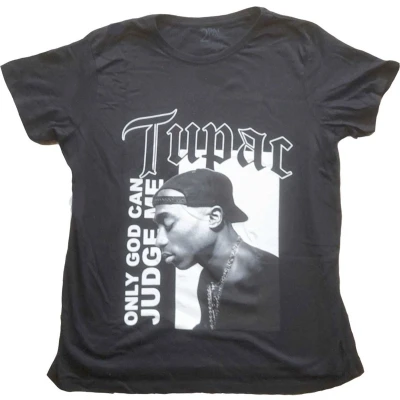 Afbeelding van Tupac Only God Text Dames T shirt XS Zwart
